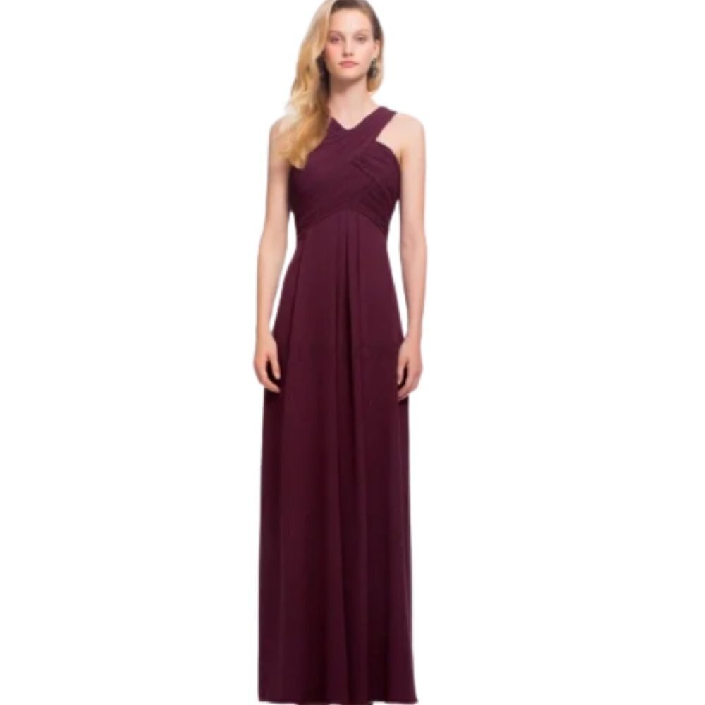 Bill Levkoff 7016 Pleated Bridesmaid Gown 12 Wine Modest long dress maxi prom